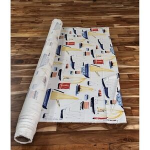 Vintage Covington‎ Nautical Sailboat Fabric 25 Yards Coastal Decor Cotton Canvas